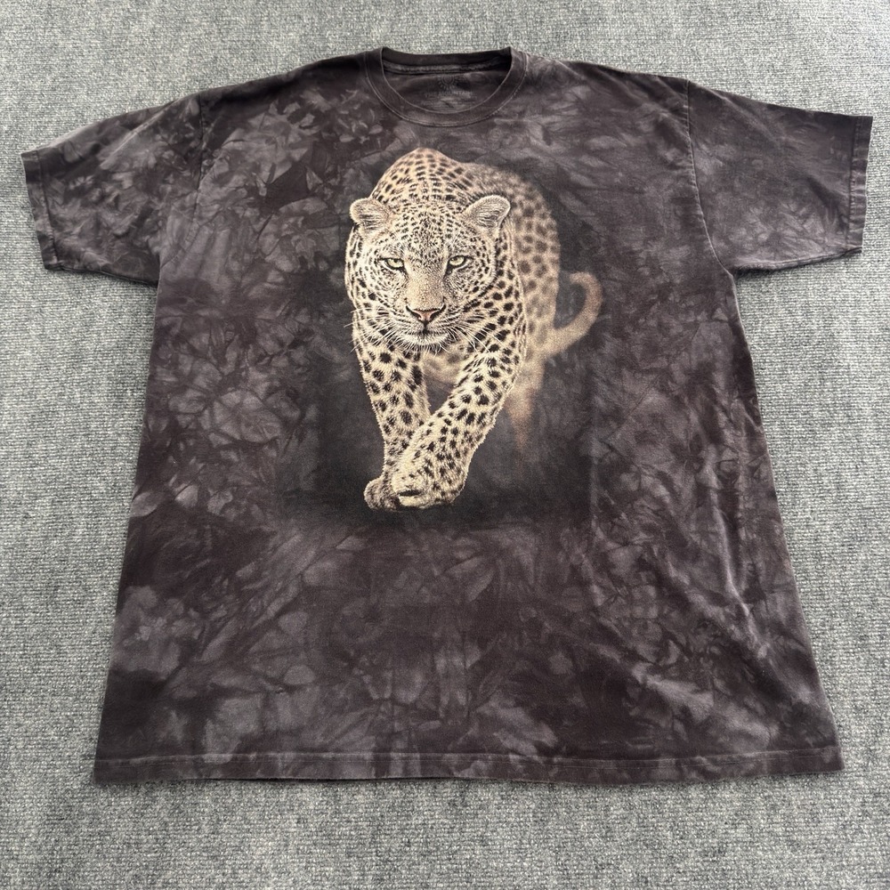 The Mountain Leopard TShirt Mens 2XL Black Tie Dye Big Cat Wildlife Graphic 0611